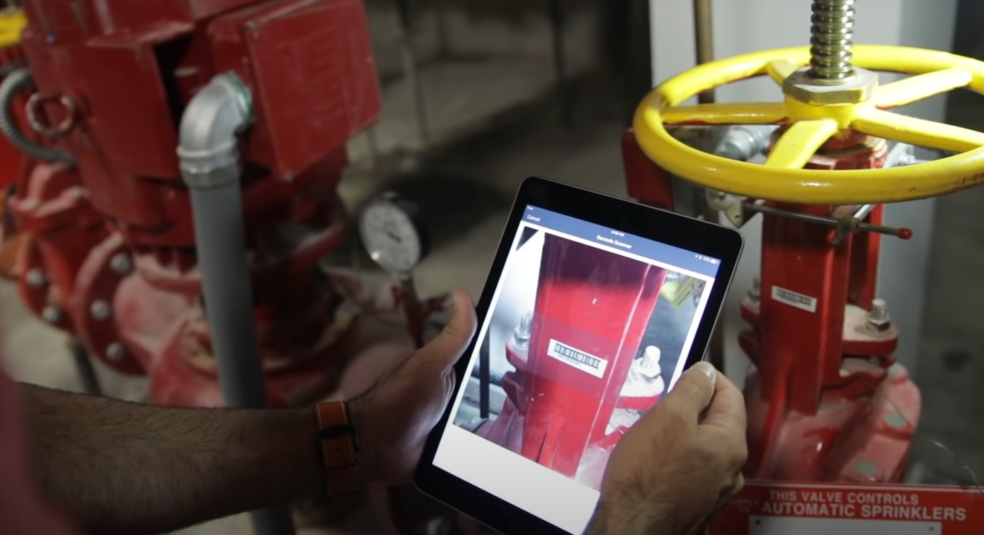 Fire alarm equipment and bar codes.