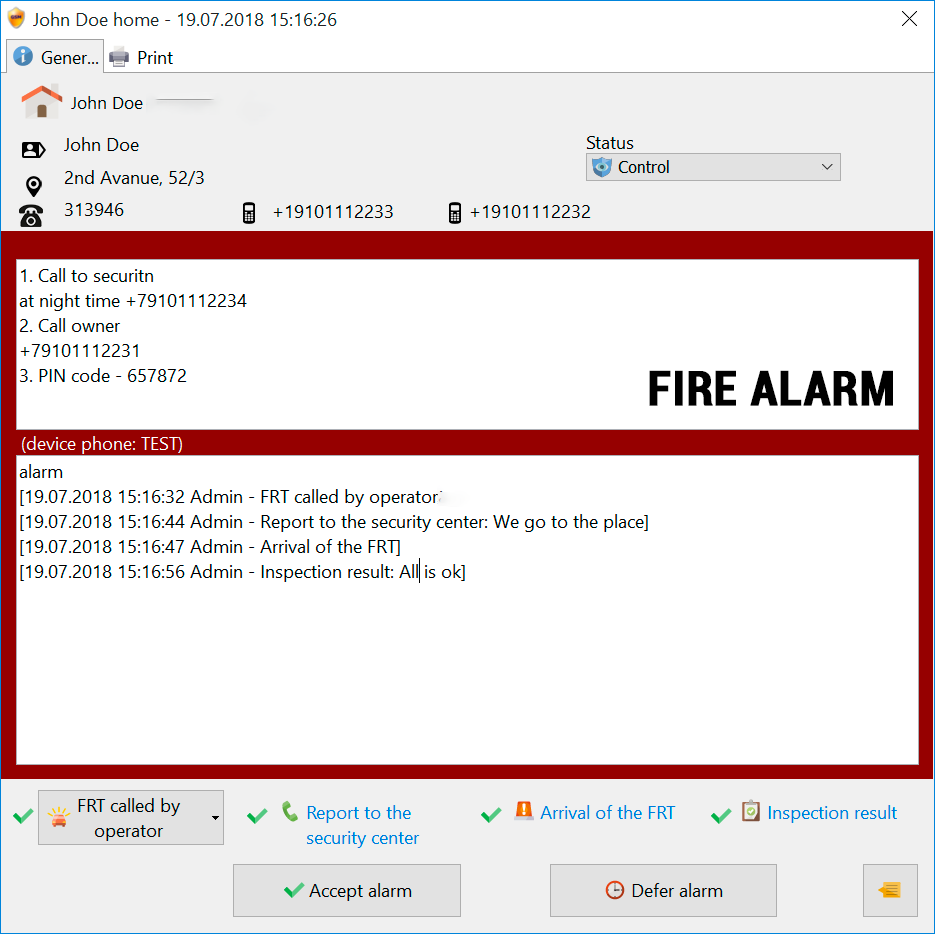Fire alarm monitoring software.