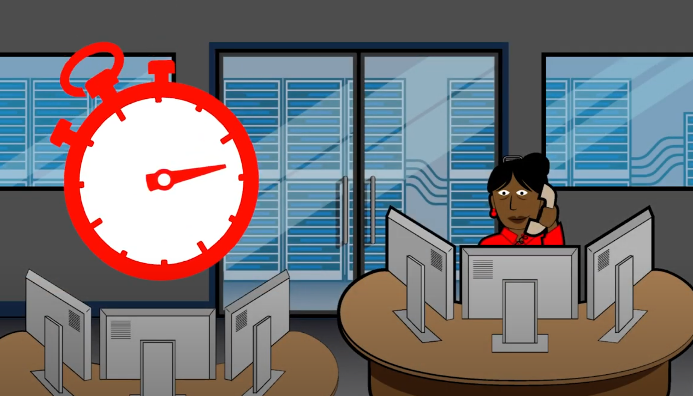 Fire alarm monitoring software operator.